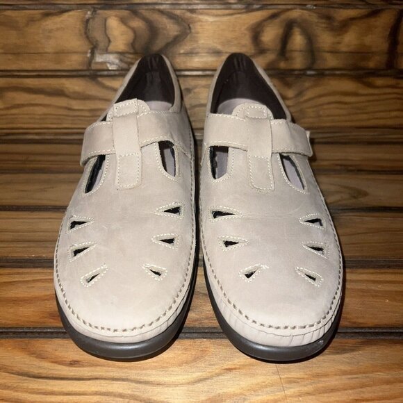 SAS Roamer Sage‎ Womens 11.5 Narrow Mary Jane Comfort Khaki Suede Leather NEW - Picture 2 of 9